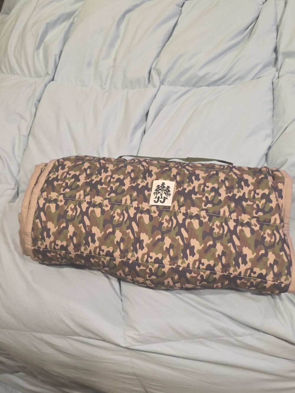 NWOT Camouflage Kids NapMat -with Built In Blanket And Pillow- Green/Tan